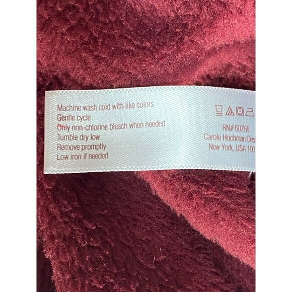 Stan Herman Fleece Zip Up Jacket Burgundy with Animal Print Collar Women's Small - Picture 5 of 8